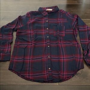 Hollister Dark Blue and Red Plaid Shirt